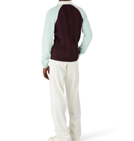 Pull-over décontracté à manches longues en maille côtelée avec empiècements contrastants pour homme, coupe régulière, style raglan, fournisseur OEM ODM en gros