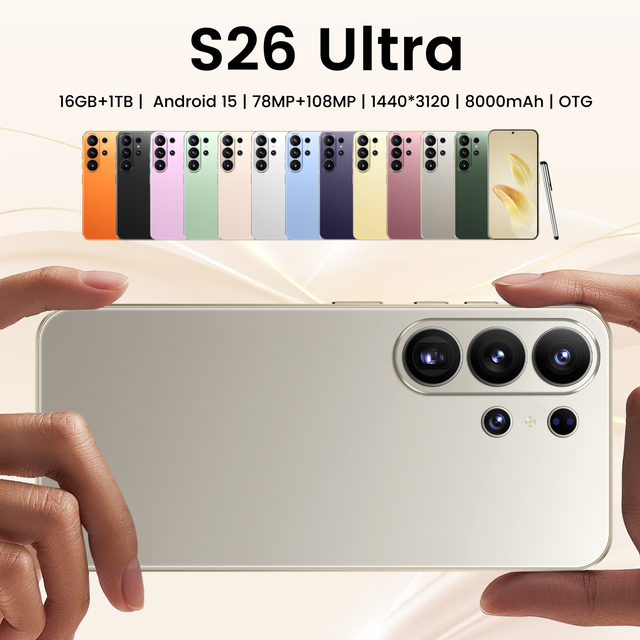 2026 Hot S26 Ultra 5G Smartphone 16GB+1TB 7.3" Face & Fingerprint ID Unlocked Dual SIM Business