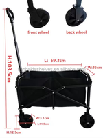 Chariot pliable robuste en acier inoxydable à 4 roues, grandes roues pour sable, portable, pour camping, sports et outils de transport extérieur (OEM)