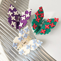 DOWELL Accessoires pour cheveux faits à la main 9 cm, Pince à cheveux papillon en acétate doux, Trèfle à quatre feuilles, Décoration capillaire pour filles