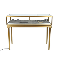 Vitrine de présentation de bijoux et montres Sundo Hot Style en verre carré doré avec éclairage LED pour magasin de bijoux