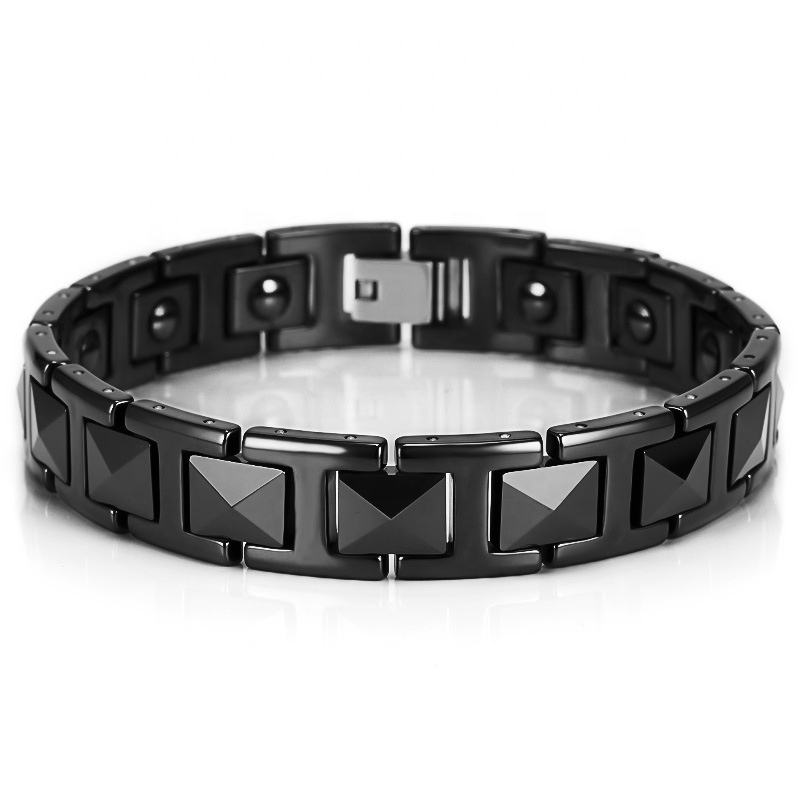 Black Silver Ceramic Health Bracelet 3-Year Life Span