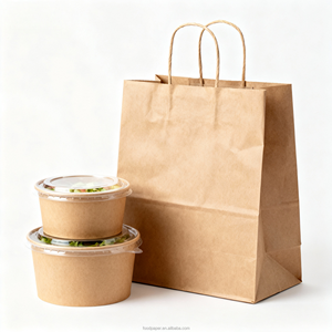 Sac en papier kraft étanche avec poignées Marron pour la livraison de soupes et de ragoûts Emballage alimentaire chaud Logo personnalisé - Product Image 1