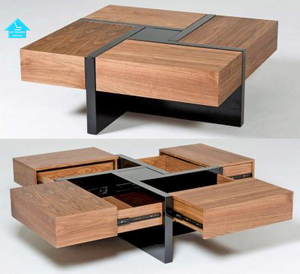 Wood Lift around Coffee Table with Hidden Storage Compartment Tabletop Dining Wooden Table