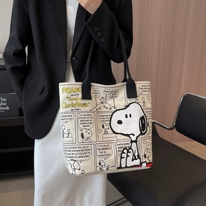 Borsa Tote in Tela di Alta Qualità con Stampa Giornale Snoopy, Grande Capacità, Borsa a Tracolla Singola da Donna con Cartone Animato - Product Image 3