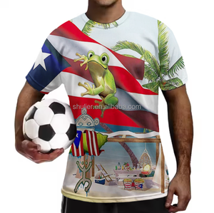 Camisetas personalizadas con estampado 3D <span class=keywords><strong>Coqui</strong></span> al por mayor, camiseta de manga corta con logotipo personalizado de la bandera de Puerto Rico para hombre, funda para silla - Product Image 3