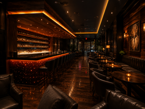 Diseño Interior de Bar de Whisky de Lujo, Mueble de Whisky Personalizado en Madera de Nogal y Cuero, Solución Integral para Lounge de Cócteles - Product Image 2