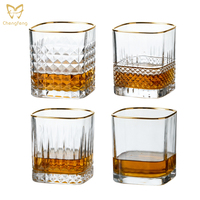 Verres à whisky carrés en verre sans plomb, fabriqués à la machine, verres à bière transparents, verres à brandy 380 ml