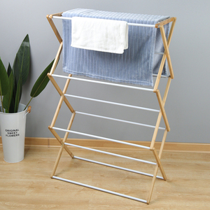 YIKAI Giá Phơi Quần Áo Bằng Gỗ Tre + Kim Loại Gấp Gọn Tiết Kiệm Không Gian Gia Đình - Product Image 6
