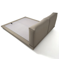 Minimalistisches Schwebendes Stahlbett mit Echtleder-Polsterung, Weiches Kingsize-Bettgestell, Flaches Profil, Langlebig, Umweltfreundlich, Kein Boxspring Erforderlich