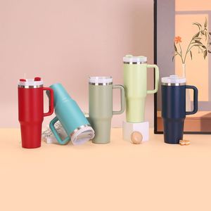 Gobelet isotherme de voyage H2.0 avec poignée, 40 oz, double paroi, couvercle, paille, antidérapant, couleur personnalisée OEM - Product Image 6