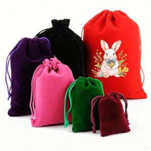 Petit sac à cordon en velours 5x7cm, pochettes en velours personnalisables, sac de rangement pour boucles d'oreilles et bijoux, pour fournitures de maquillage de fête - Product Image 1