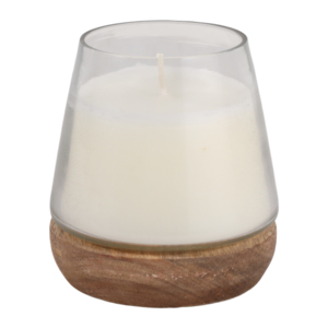 Terra Luna Vanilla Scented <b>Candle</b> <b>Small</b> Glass Votive With Mango Wood Base Indoor Outdoor Decor - Product Image 2