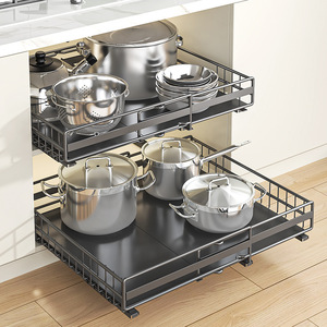 Étagère de rangement coulissante en métal pour armoire de cuisine, <span class=keywords><strong>organisateur</strong></span> rétractable <span class=keywords><strong>sous</strong></span> évier pour épices, bouteilles et casseroles - Product Image 4