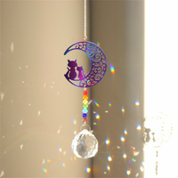 Pendentif décoratif en cristal sculpté et gravé, papillon coloré, libellule, arbre de vie, lune, chat, Feng Shui, bricolage, attrape-soleil