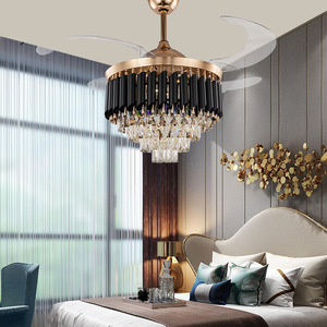 42 inch sang trọng Acrylic có thể thu vào lampara ventiador <span class=keywords><strong>DC</strong></span> điều khiển từ xa vô hình tốt Đèn Chùm Pha Lê quạt trần ánh sáng - Product Image 5