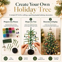 Nouveau kit DIY d'arbre de Noël perlé, ensemble artisanal de fabrication d'arbres de Noël perlés faits main