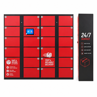 Système de casier à colis intelligent rouge à 24 portes avec écran tactile