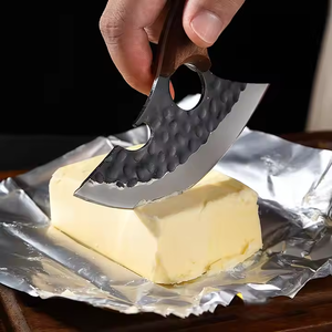 Pisau keju Mini melengkung profesional pisau saku daging baja tahan karat pisau pemotong tulang Viking cincin portabel Rusia - Product Image 4