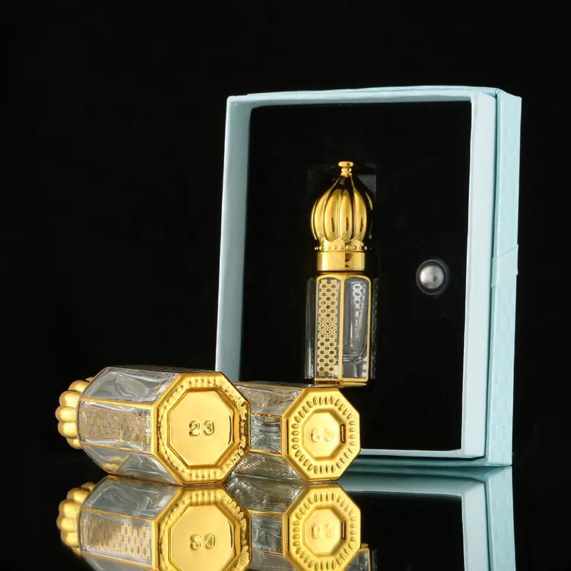 CJ-Hot Sale Uv Printing Fancy 3ML 6ML 12ML Empty Decorative Attar Crystal Glass Perfume Oil Bottles