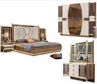 Ensemble complet de meubles de chambre à coucher de luxe turcs en gros, avec rangement, lit double, cadre en bois, taille King Size, mobilier de chambre moderne