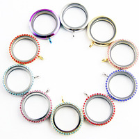 Best Verkopende Legering 30Mm Magnetische Opening Ronde Glazen Drijvende Charme Medaillon Hanger Ketting
