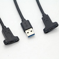 Câble d'extension blindé USB 3.0 A mâle vers USB Type C 3.1 femelle à fixation par vis pour ordinateur et carte mère