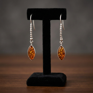 Magnifiques boucles d'oreilles pendantes en argent sterling 925 faites à la main avec ambre pour mariage, fête et cadeau - Unisexe/Femme - Product Image 3