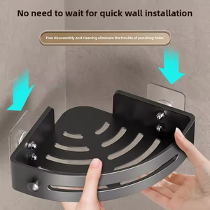 Hot Selling Modern Design Plastic Punching Metal Corner <b>Shelf</b> <b>Wall</b> <b>Mounted</b> Storage Rack Bathroom Home Hotel Shower Room - Product Image 2