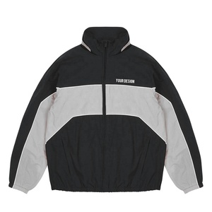 Chaqueta de chándal ligera en blanco para hombre de fútbol de concha suave con bloque de color con cremallera cortavientos con forro de malla - Product Image 1