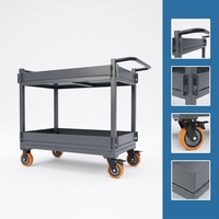 Carretilla Móvil de Acero Resistente CASE CARTER OEM de Cuatro Ruedas con Dos Frenos Giratorios, Carro de Mano para Uso Industrial, Venta al Por Mayor