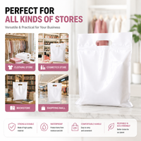 Sacs en plastique écologiques découpés à la forme avec poignée, personnalisables avec logo imprimé, imperméables et résistants, pour le commerce de détail, les vêtements et les cadeaux.
