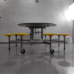 Modern Foldable <b>Round</b> <b>Dining</b> <b>Table</b> Set 120x120x71 Cm With 8 Colorful Stools For <b>Dining</b> Room - Product Image 2