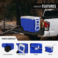 Glacière à roulettes 28L rigide avec isolation PU, table et chaises pliantes, pique-nique, logo personnalisé, OEM ODM, usine