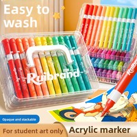 Marqueur permanent acrylique pour enfants, non toxique, facilement lavable, stylo aquarelle pour l'école primaire, couleur opaque, empilable, avec pinceau