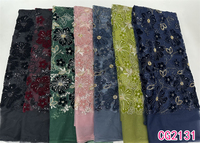 Nouveau design Tissu en dentelle de velours et maille, Tissu en dentelle à sequins perlés, Tissu en dentelle brodée florale, Tissu en dentelle à perles