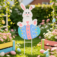 Décoration de jardin ODM OEM : Poteau décoratif Lapin de Pâques mignon avec œuf de Pâques pour l'extérieur au printemps