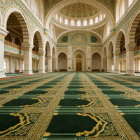 Tapis de prière islamique Axminster haute densité avec logo personnalisé, ignifuge, à poils ras, pour la maison et la mosquée