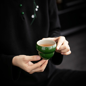 Emerald Gourd Master <b>Cup</b> Ceramic Tasting <b>Cup</b> Single Personal <b>Tea</b> Bowl <b>Large</b> Household Retro Style - Product Image 4