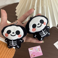 Mini figurine squelette d'Halloween super mignonne en 3D, jouet poupée anime kawaii, porte-clés en peluche douce