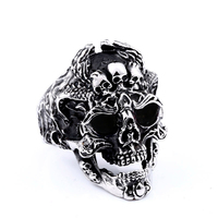 Hiphop Trang Sức Thép Không Gỉ Men Skull Nhẫn, Gothic Skull Ring Eyes Mens Nhẫn Đồ Trang Sức Cổ Điển