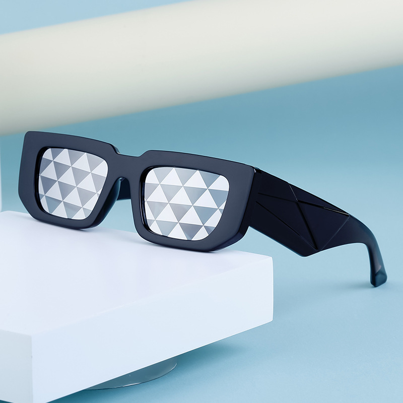 Rectangle frame sunglasses 2024 Sunglasses 2024 New Designer Metal Full Frame Rainbow Lens  main image 4