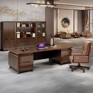 Bureau de luxe moderne en forme de L à 3 côtés pour patron Mobilier de poste de travail en bois unique avec design élégant - Product Image 2