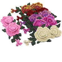 Applique de fleur de rose brodée de sequins 3D pour vêtements et chapeaux, patch décoratif à coudre pour le bricolage, accessoires de couture et d'artisanat