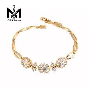 Round stone floral bracelet laminated gold color glamour female bracelet