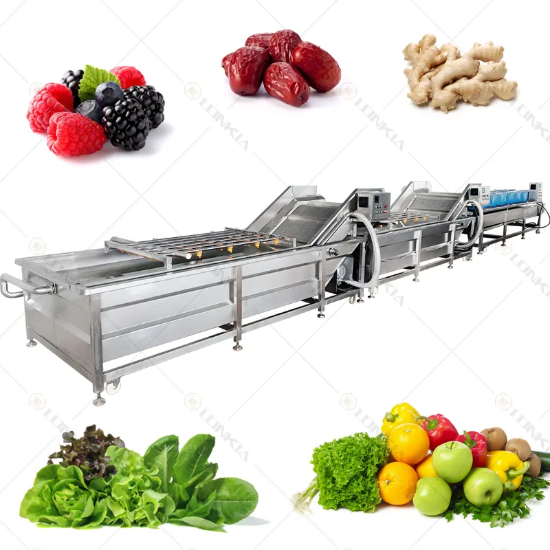 Línea de procesamiento de secado y lavado de corte de clasificación de frutas y verduras completamente automática, máquinas de procesamiento de lavadoras de frutas y verduras