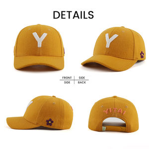 Op maat geborduurde logo 6-panel melton wollen baseballpet, tweekleurige petten, winter baseballpetten voor heren - Product Image 4