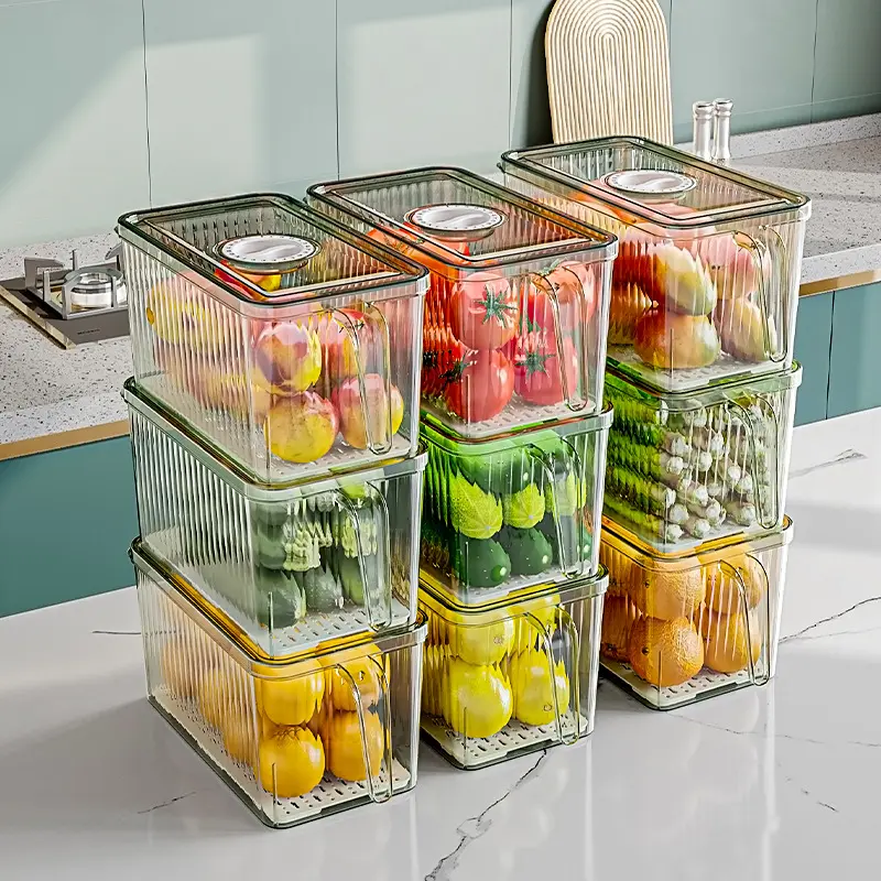 Choice Fun Transparent Kitchen Pet Food Storage Box Bins Stackable Refrigerator Organizer Fridge Organizer Set With Handle