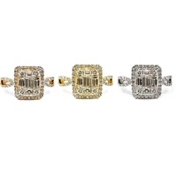 Vente chaude Élégant Fine Bijoux Top Qualité 18k Solide Or Blanc Réel Diamant Éternité Carré Baguette Cluster Bague de Fiançailles