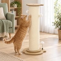 Produsen Grosir OEM/ODM Menara Pohon Kucing Anyaman Sisal Besar Warna Krem dengan Alas Berbentuk Ikan